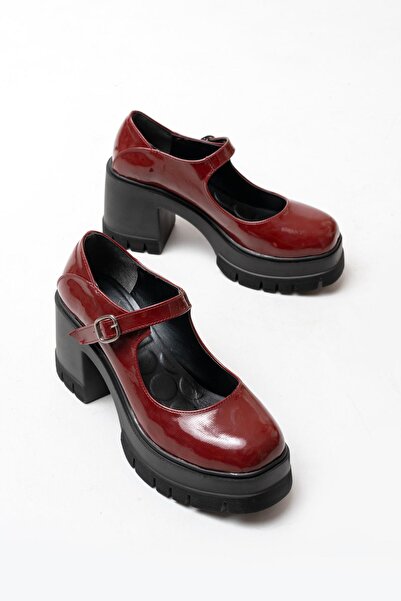 asmi shoes Women's single ballet flat loafer heeled shoe burgundy patent leather