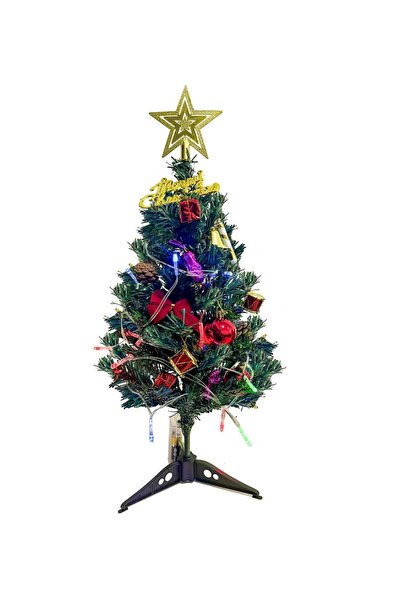 QILUCKY Brad de Crăciun artificial cu ornamente, PVC/plastic, multicolor, 50 cm