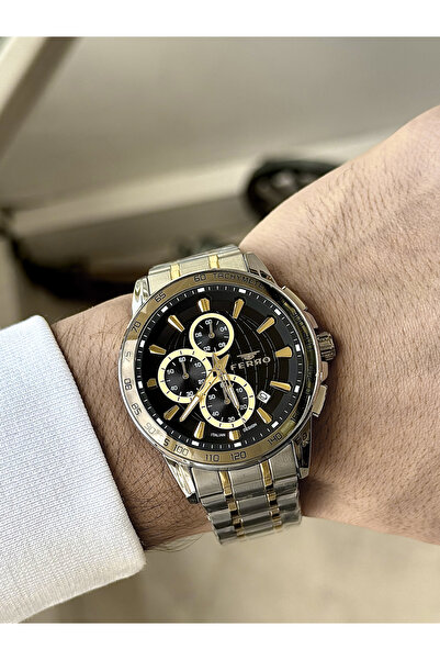 FERRO Sarı ve Gümüş Çelik Kordon Erkek Kol Saati FM31441A-D2