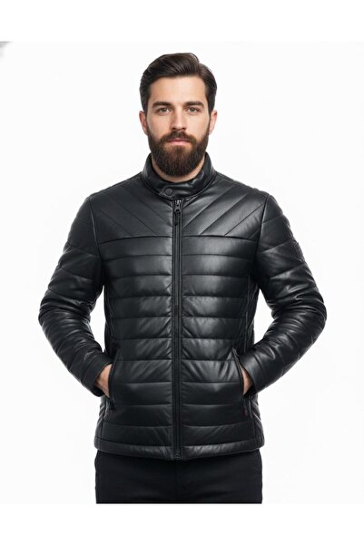 Plus Scorpion Jachetă bărbătească neagră din piele ecologică – slim fit (S–2XL)