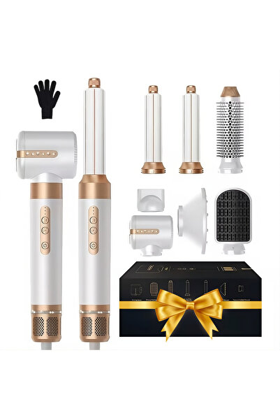 Skylaze Πιστολάκι μαλλιών Skylaze® 7 σε 1, 110.000 σ.α.λ., Air Curler, Κυλινδρική βούρτσα, Διαχύτης, Λευκό