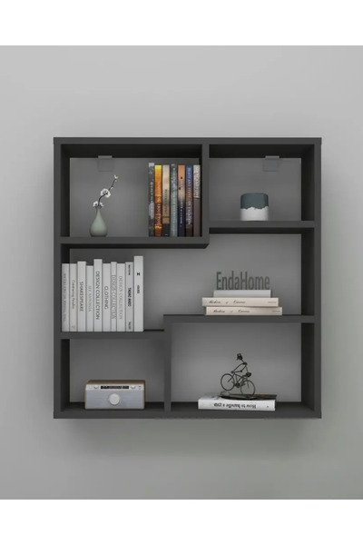 Reyo Enda Home Myra09 5 Bölmeli Modern Duvar Rafı, Mutfak Rafı Antrasit