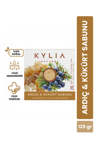 KYLİA Ardıç Katranı Kükürt Sabunu - ve Akne Karşıtı (Ruşur Taşı Hediyeli)-125gr.