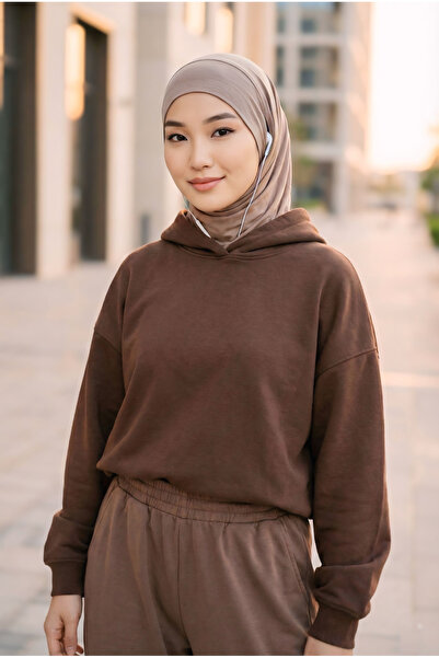 Aisha's Design Χτενισμένο βαμβακερό καπό με προστασία λαιμού και θύρα για ακο...