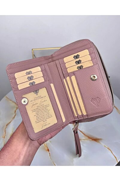 Fil Deri Γυναικείο πορτοφόλι πολυτελείας από γνήσιο δέρμα με φερμουάρ πολλαπλών διαμερισμάτων 2091