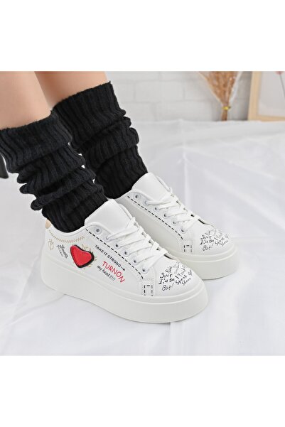 Tmall Pantofi sport pentru femei, cu piele ecologică, D1362, albi