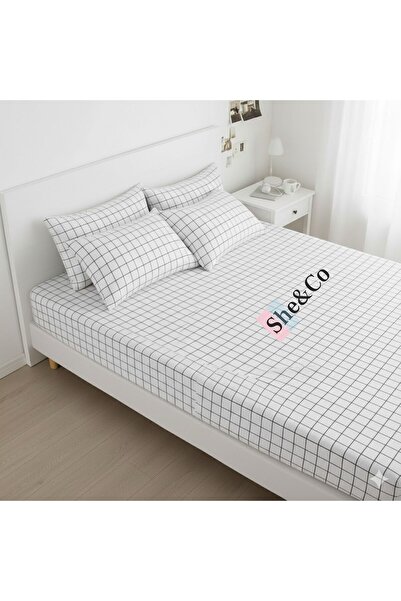 She&Co Double Fitted Sheet Set - Checkered