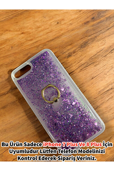 Merwish Apple ıPhone 7 Plus ve 8 Plus Uyumlu Sulu Simli Yüzüklü Standlı Parla...