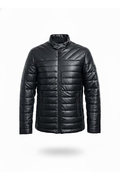 Plus Scorpion Men's black faux leather jacket – Slim Fit (S–2XL)