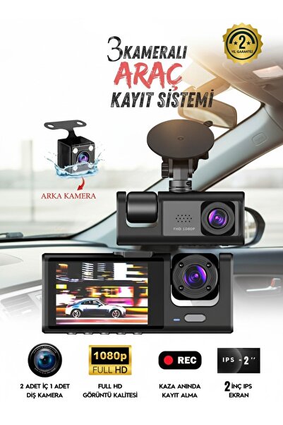 NEFFO 3 KAMERALI WİFİ ÖZELLİKLİ ARAÇ KAMERASI - Uyumlu GERİ GÖRÜŞ - G SENSÖR - SES KAYIT- GECE GÖRÜŞ