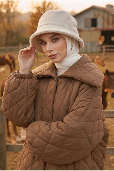 Aisha's Design Winter Plain Cashmere Bucket Hat, B-99Dk, Cream