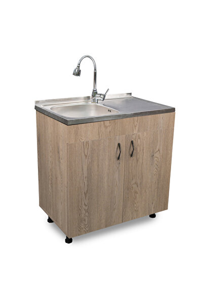 OEM Dulap chiuvetă cu 2 uși, gri, 80x82x50 cm, PAL melaminat 18 mm, picioare reglabile