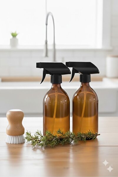 Juniberry 2 Adet Çok Amaçlı Amber Boş Sprey Başlıklı Cam Şişe Fıs Fıs 2x500ml