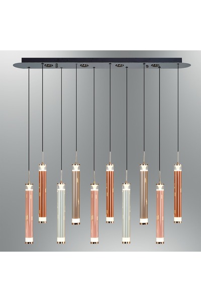 Özcan Aydınlatma 2824-10AS-28 Flute 10'lu Sıralı Sarkıt Mixed