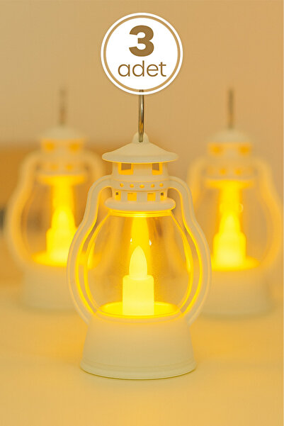 Telvesse 3 ADET Led Mum Mini Kamp Tipi Pil Dahil Dumansız Alev Ledli Yapay De...