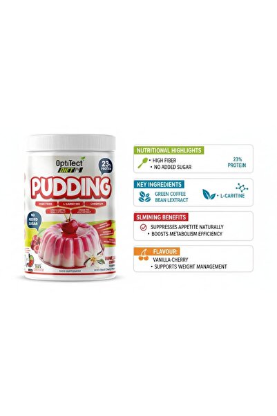 OptiTect Diet Pudding, Vanilla Cherry, 300 Gm, Boosts Metabolism Efficiency