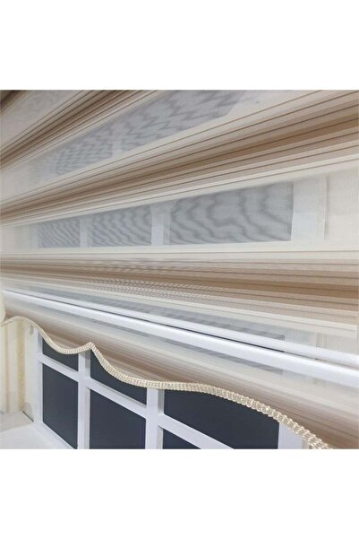 StorBurada Zebra Stor Plise Renk Geçişli Açık Kahve Etek Dilimli STB 483