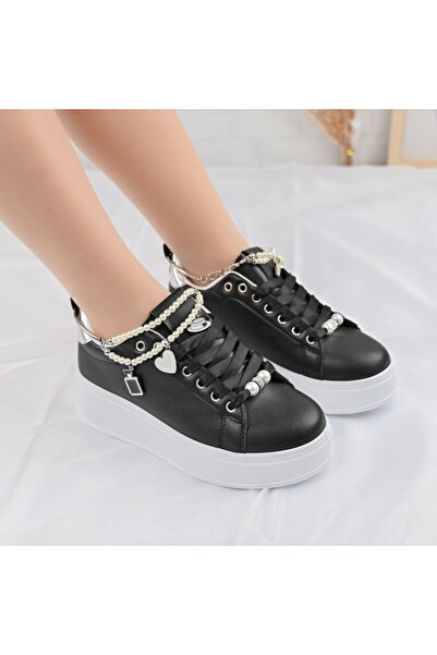 Tmall Pantofi Sport De Dama,Din Piele Ecologica,cu Lant decorativ,D1372,Negru