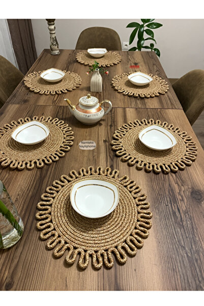 Namteks Jute,american service, runner, tablecloth, 6 flat-supla