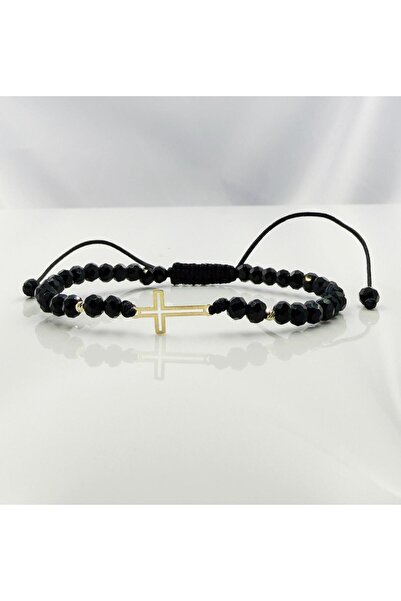 OEM Bratara cu cruciulita,bilute din aur 14k si cristale - Reglabila