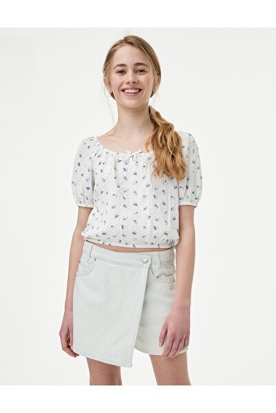 Marks & Spencer Çiçek Desenli Kısa Kollu Bluz (6-16 Yaş)