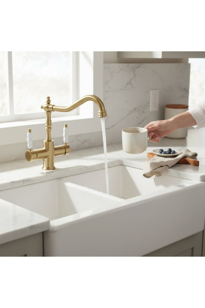 İSAOĞLU YAPI Arıtmalı Batarya Arıtmalı Mutfak Musluğu Mat Gold Evye Bataryası...