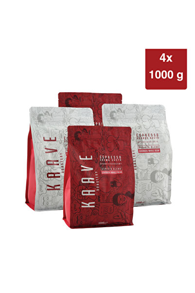 Kaave Roastery Grande Gusto + Crema Gusto Espresso Çekirdek 1.000gr*4′lü Tanı...