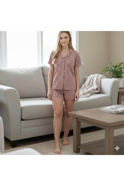 Sude HOMEWEAR Cămașă și pantaloni scurți pentru femei SET DE Pijamale CU MODEL