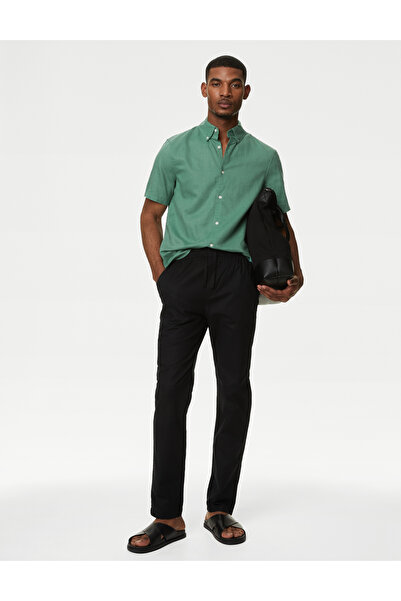 Marks & Spencer Regular Fit Kısa Kollu Keten Gömlek