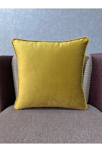 Fabricland غطاء وسادة من الحرير المخملي المستورد بلون الخردل مقاس 43 × 43 سم