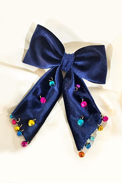 New Obsessions عيد الميلاد الأزرق الداكن المخملية القوس الملونة جرس متدلي متع...