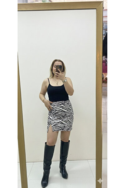 TUBA TOPTAŞ DESENLİ DERİ ETEK ŞARDONSUZ