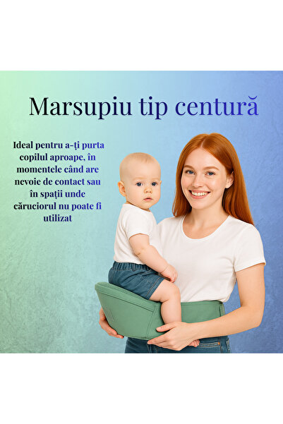 OEM Marsupiu bebelusi, verde, 6-36 luni, suport lombar, scaunel ergonomic