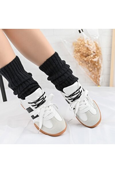 Tmall Pantofi Sport De Dama,Din Piele Ecologica intoarsa,D1411,Alb cu Negru