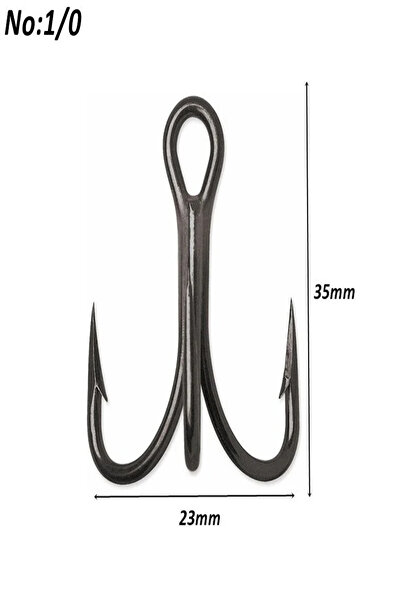 POWEREX 10 Lu Paket 1/0 No. 8236 Black Nickel Paslanmaz Üçlü Dövme Çelik Olta...