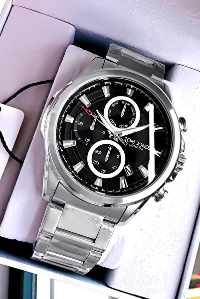 Tom Jones Original Men's Wristwatch 3 Atm Water Resistant Black Color Steel B...