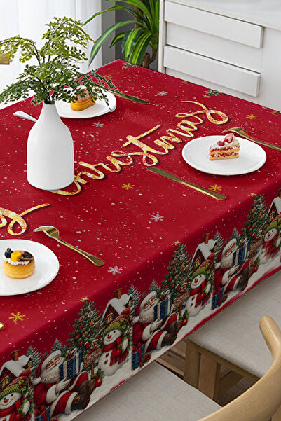MonoHome Christmas Tablecloth New Year's Eve- 5D Digital Design Special Weaving Merry Christmas Red