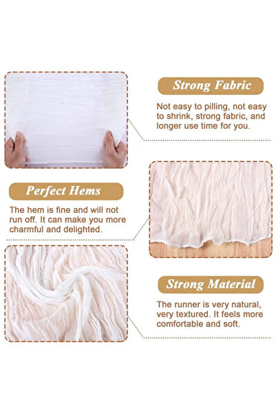 Generic White Cheesecloth Table Runner 4M, Boho Rustic Gauze Sheer Wedding Table Decor 90x400cm