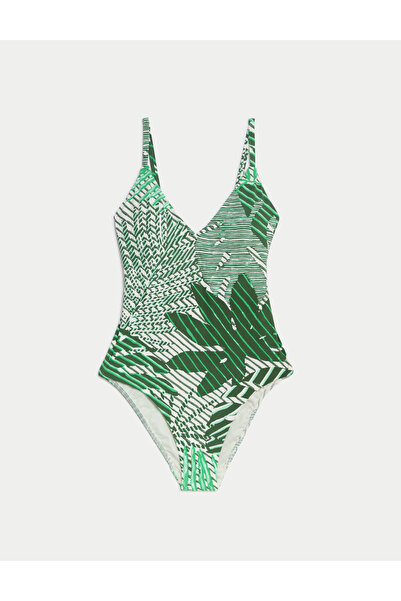 Marks & Spencer Regular Fit Yaprak Desenli Plunge Mayo