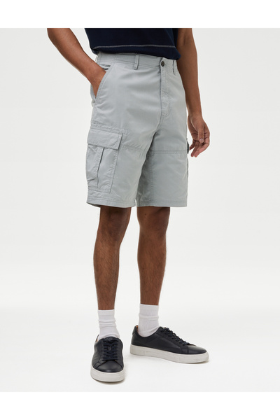 Marks & Spencer Saf Pamuklu Regular Fit Kargo Şort