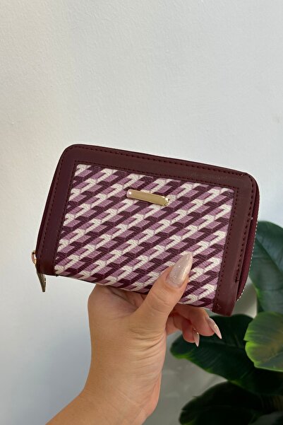 Grsbags Γυναικεία θήκη καρτών και πορτοφόλι σε μπορντό χρώμα