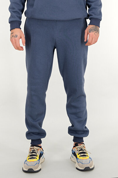 Souris Erkek Petrol Mavisi Rahat Kesim Eşofman Altı 3 iplik Şardonlu Kalın Kumaş