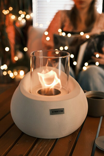 betonartt Etna Ateş Çukuru Masa Üstü Şömine Minimal 500 ml Yakıt Hediyeli Hed...