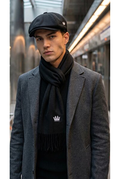 CAP BROS Set de șapcă și eșarfă brodate cu coroană Peaky Blinders