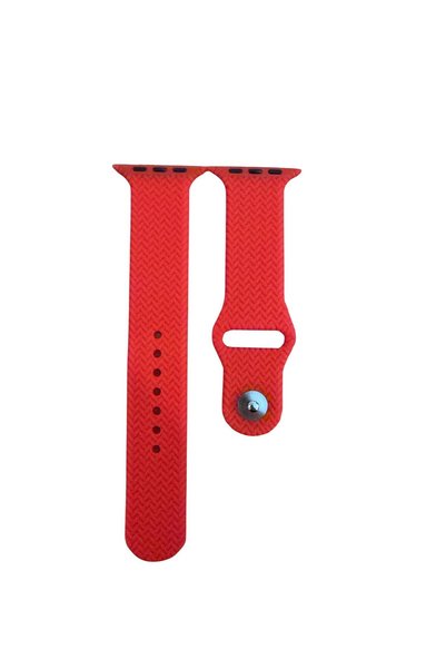 schitec 42-49mm Yeni Nesil Apple Uyumlu Hasır Görünümlü Akıllı Saat Kordonu Silikon Kırmızı
