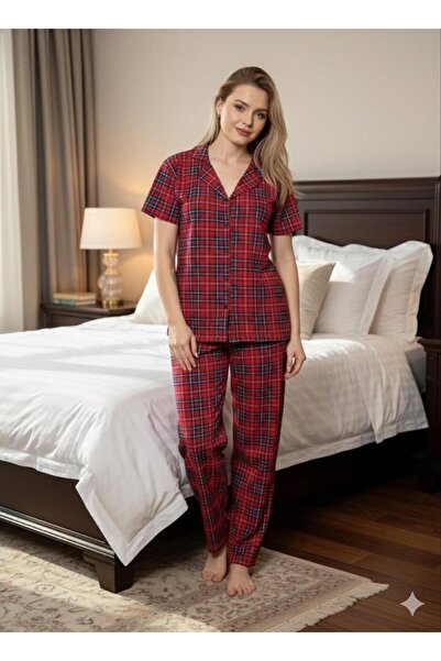 Sude HOMEWEAR KADIN GÖMLEK DESENLİ KISA KOL PİJAMA AKIMI