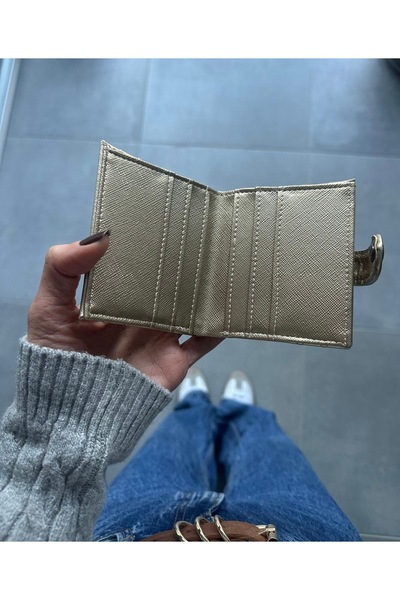 Melos Butik Portofel pentru femei din piele aurie cu compartiment pentru bani