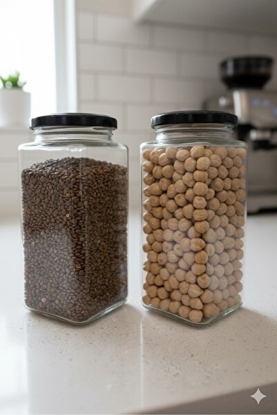 junibeliw 6 Pieces Glass Jars 500Cc Tomato Sauce Square Corner Canning Jar Metal Lid 6X500Cc