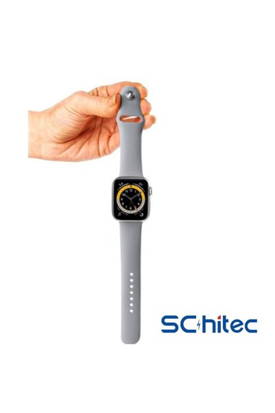 schitec 42-49mm Yeni Nesil Apple Uyumlu Akıllı Saat Kordonu Silikon Gri