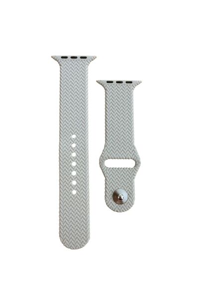 schitec 42-49mm Yeni Nesil Apple Uyumlu Hasır Görünümlü Akıllı Saat Kordonu Silikon Gri